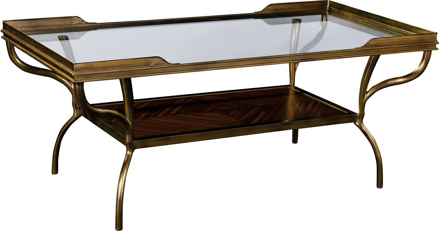 BETTY COCKTAIL TABLE in Mahogany Solids, Glass, Brass - Hickory Chair