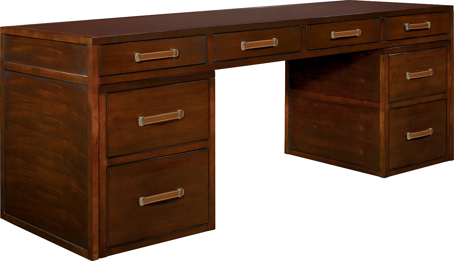 HARRISON FOUR-DRAWER DESK in Primavera Veneers, Maple Solids - Hickory Chair