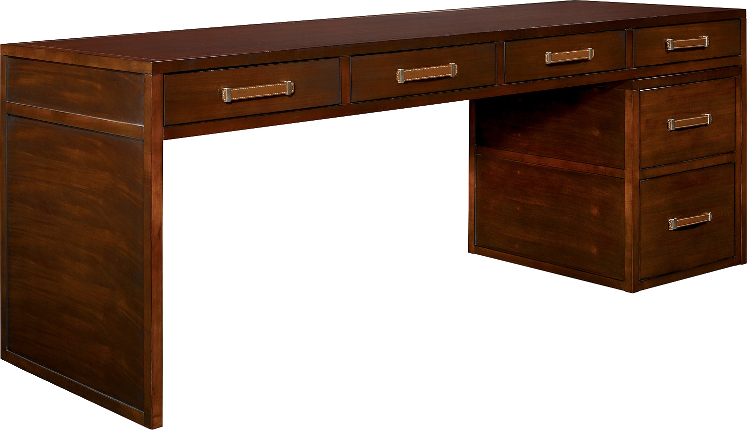 HARRISON FOUR-DRAWER DESK in Primavera Veneers, Maple Solids - Hickory Chair