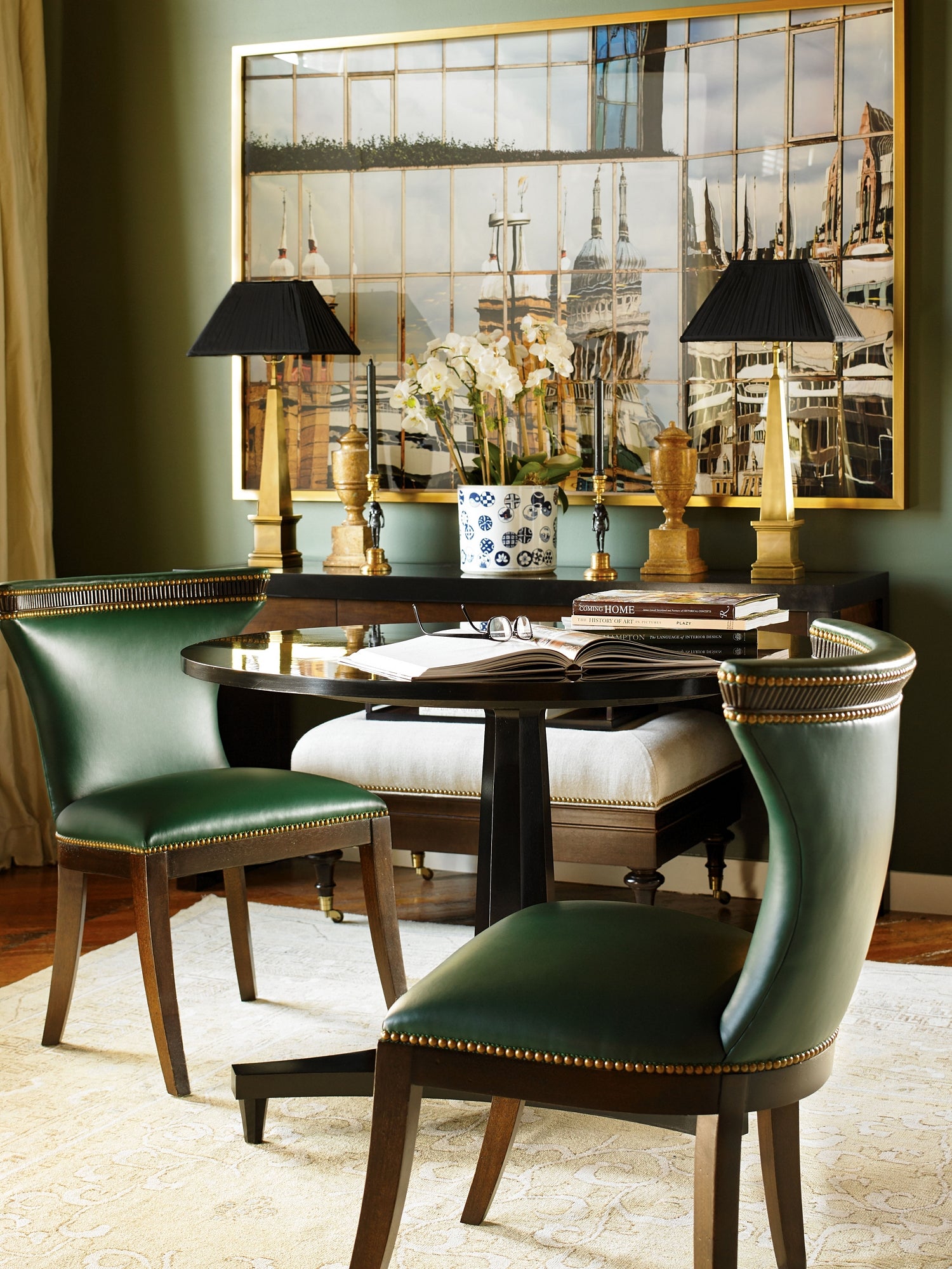 TURNER CENTER TABLE in Mahogany Veneers, Mahogany Solids - Hickory Chair