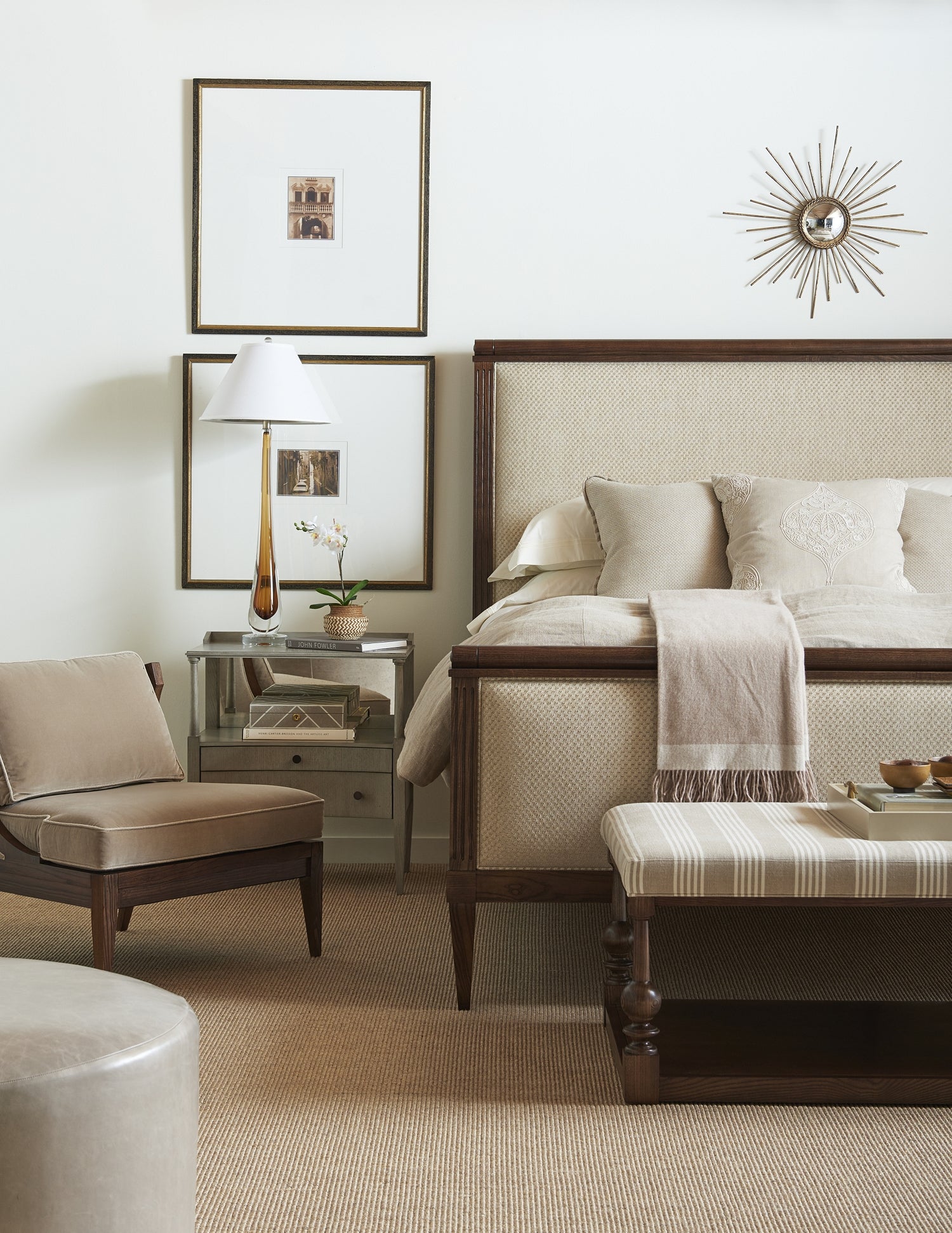 Isabella Side Table / Nightstand in Quarter Ash Veneers, Ash Solids - Hickory Chair