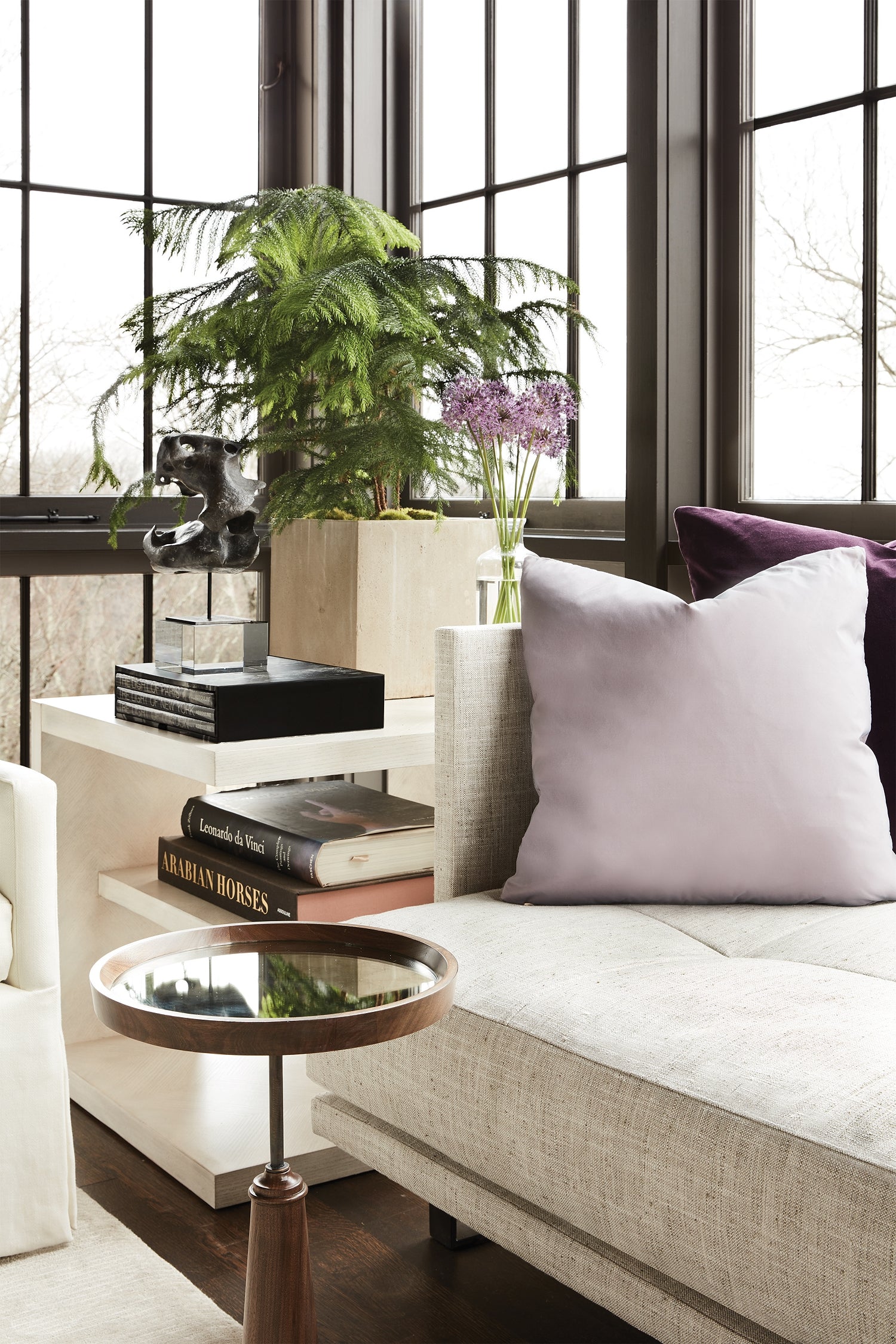 DIAD DRINK TABLE in Walnut Solids, Steel, Mirror - Hickory Chair