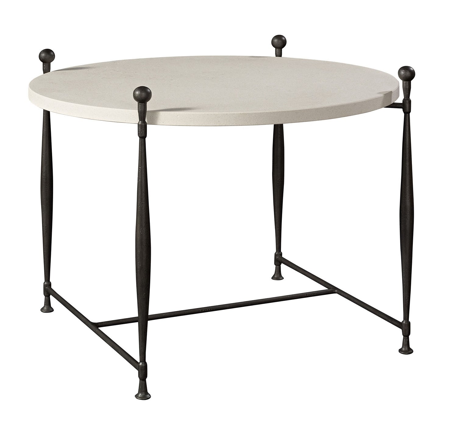 IONIA SIDE TABLE WITH ROUND STONE TOP in Stone, Iron - Hickory Chair