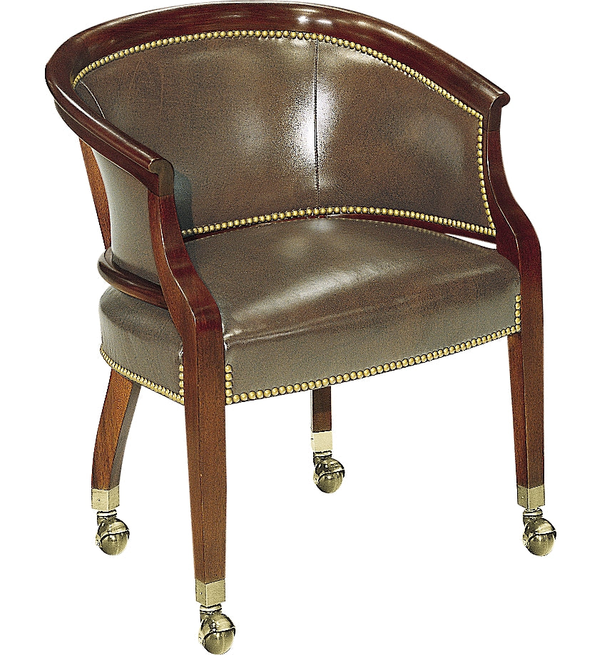 TUB CHAIR WITH CASTERS in Mahogany Solids - Hickory Chair