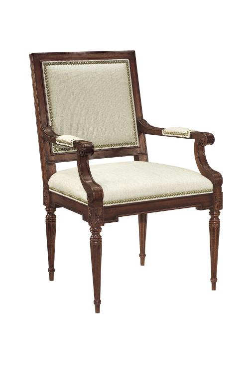 Louis XVI Sq Back Dining Arm Chair