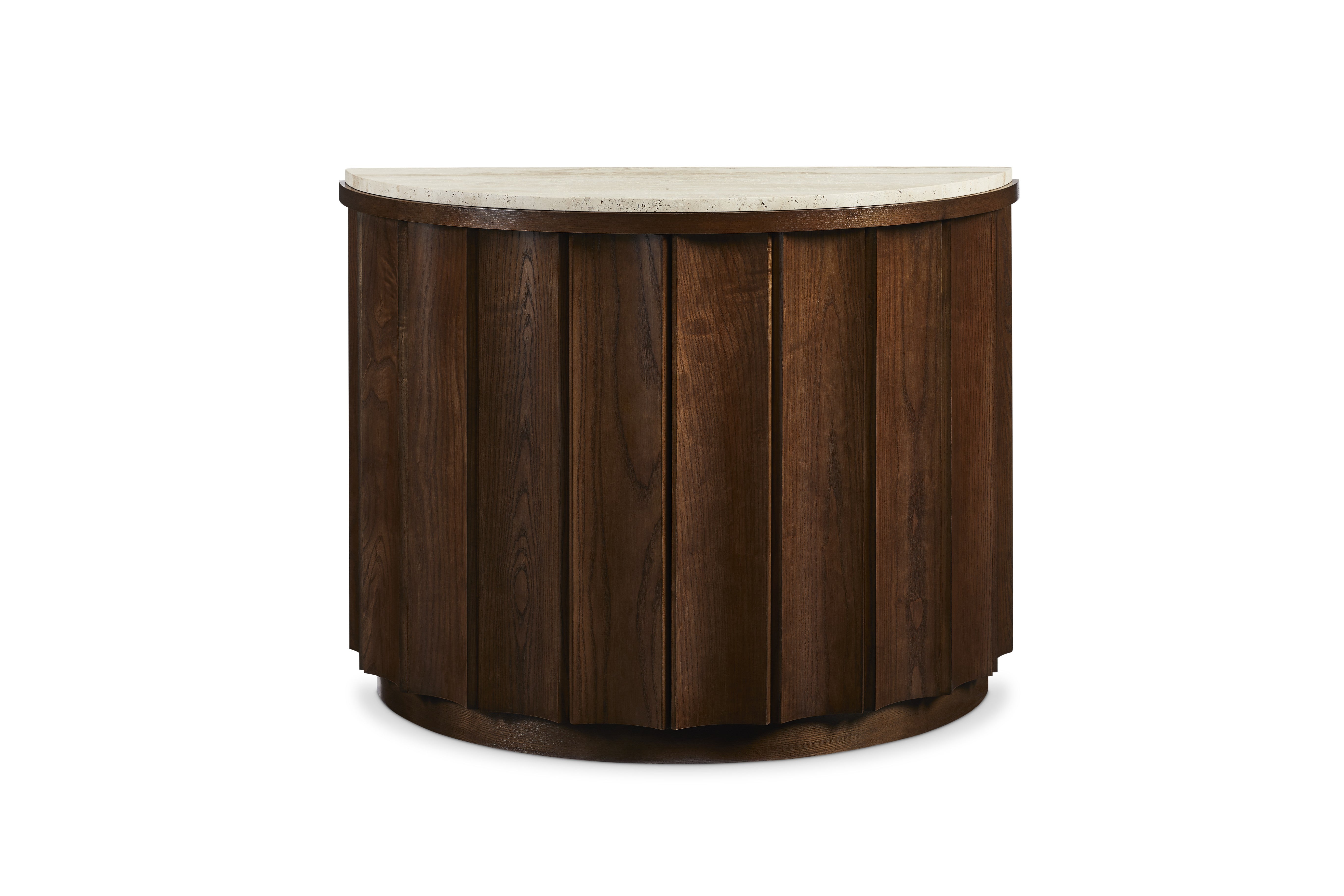 Bridgeton Demilune Chest With Travertine Top