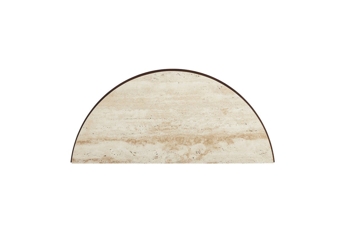 Bridgeton Demilune Chest With Travertine Top