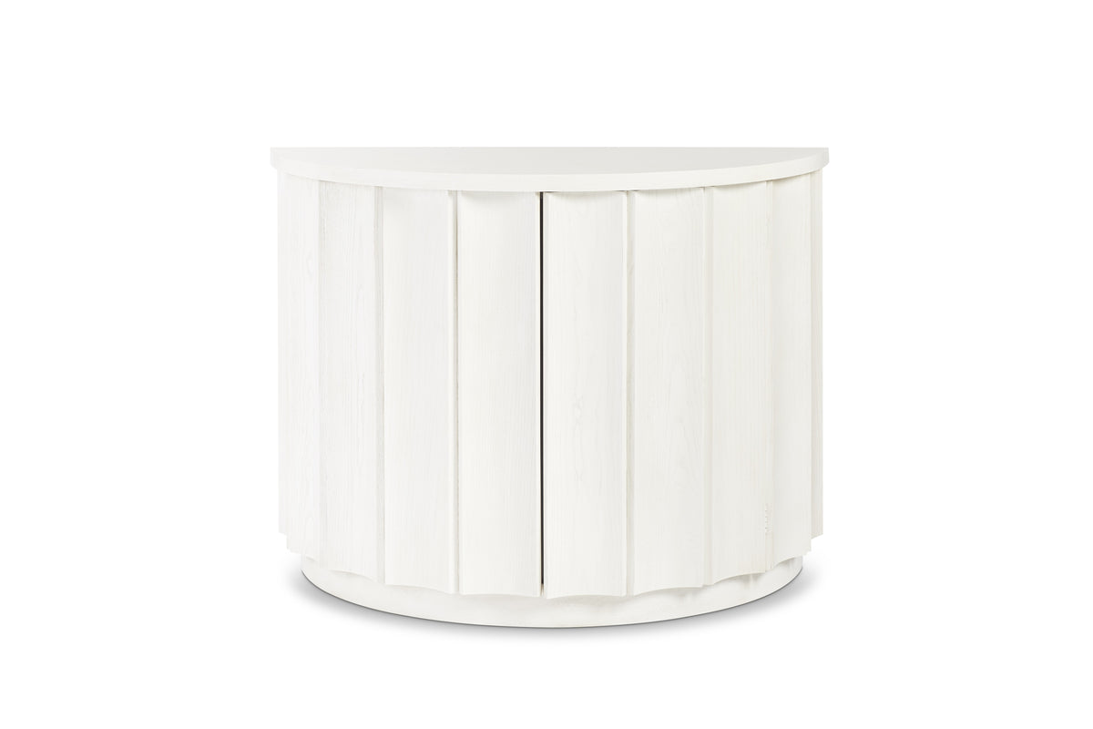 Bridgeton Demilune Chest With Travertine Top