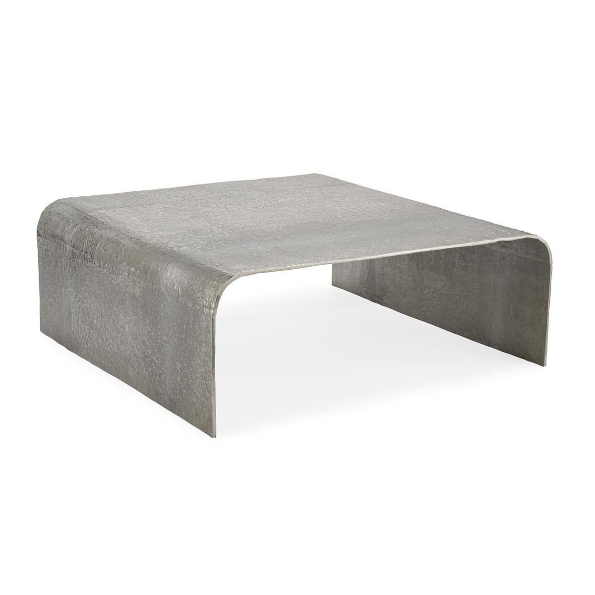 Cocktail Table In Textured Nickel – Art by John Richard | Sutter & Vale