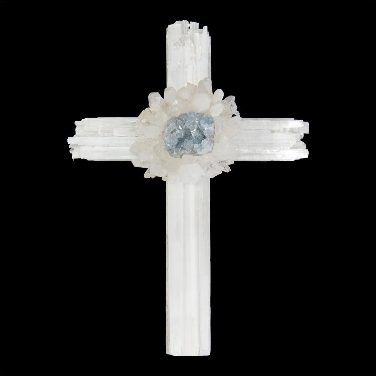 Selenite Cross with Celestite – Art by John Richard | Sutter & Vale
