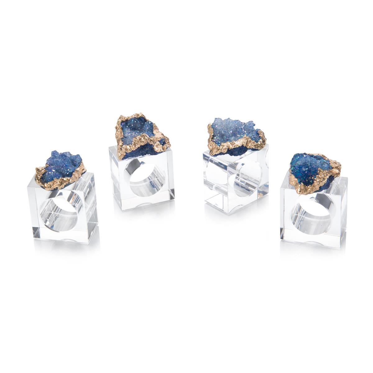 Set Of Four Blue And Gold Geode Napkin Rings – Art by John Richard | Sutter & Vale