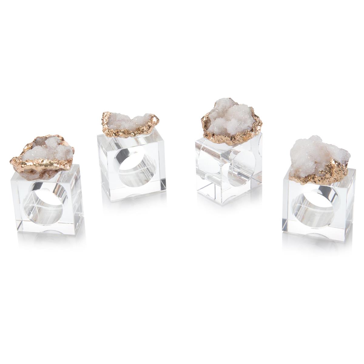 Set of Four White and Gold Geode Napkin Rings – Art by John Richard | Sutter & Vale