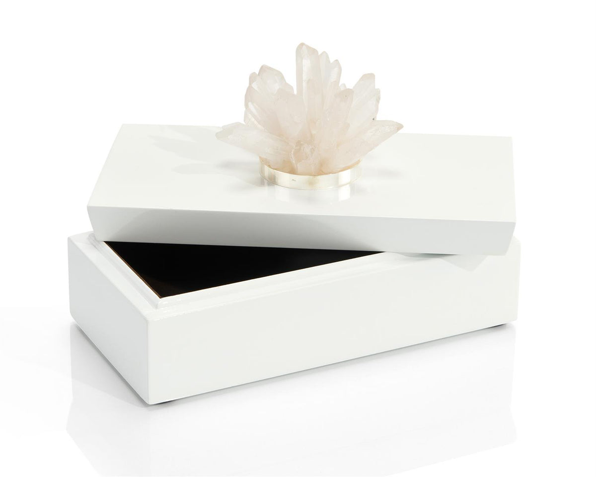 Long White Box with Stone, Quartz