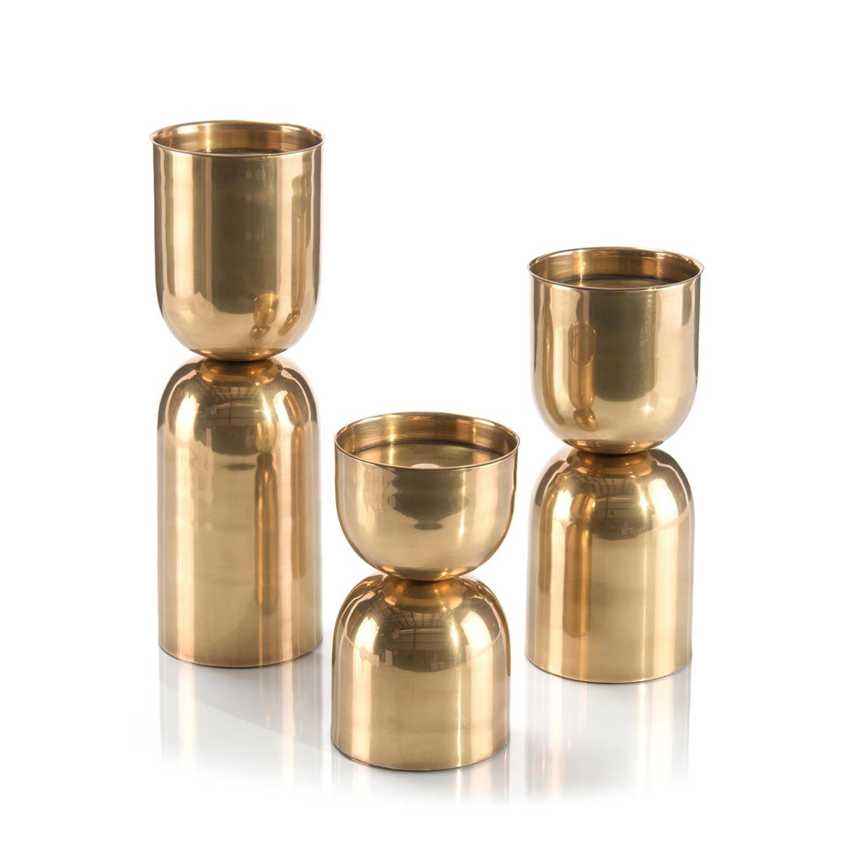 Set Of Three Antique Brass Candleholders – Art by John Richard | Sutter & Vale
