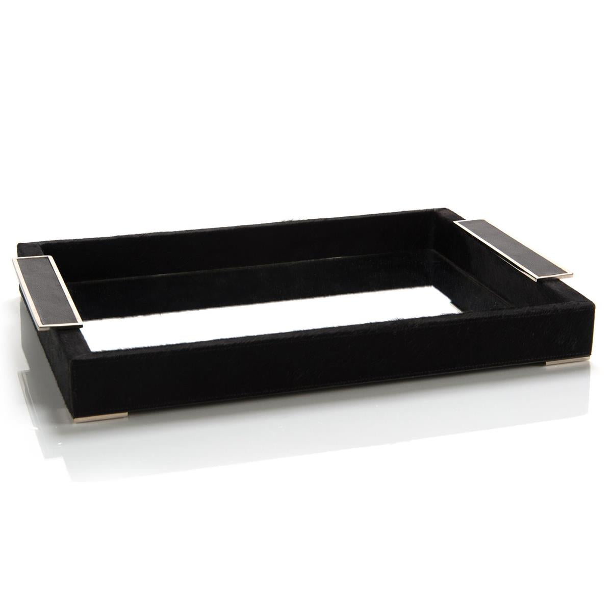 Black Leather And Mirror Tray by John Richard | Sutter & Vale