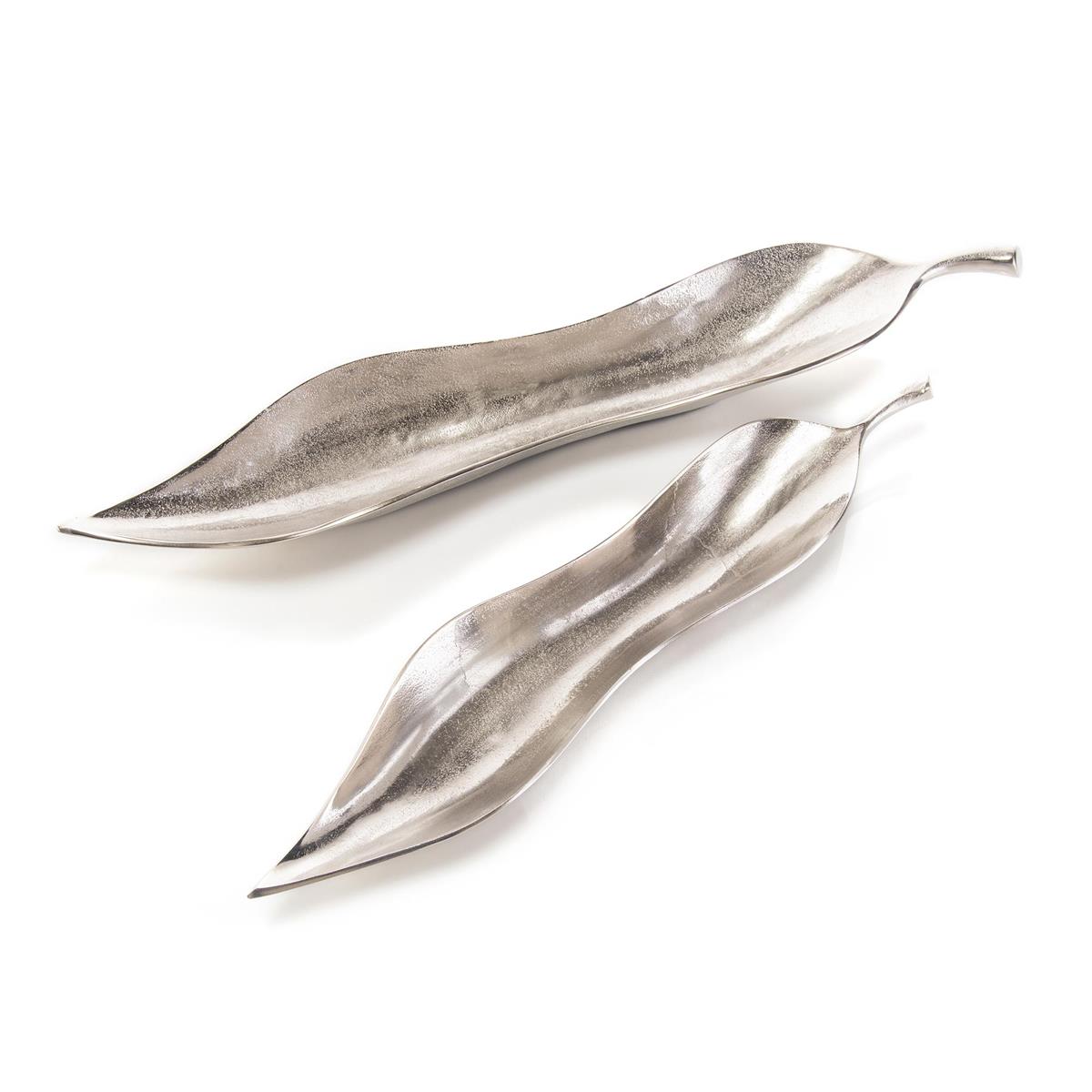 Set of Two Sculptured Willow Leaf Trays – Art by John Richard | Sutter & Vale