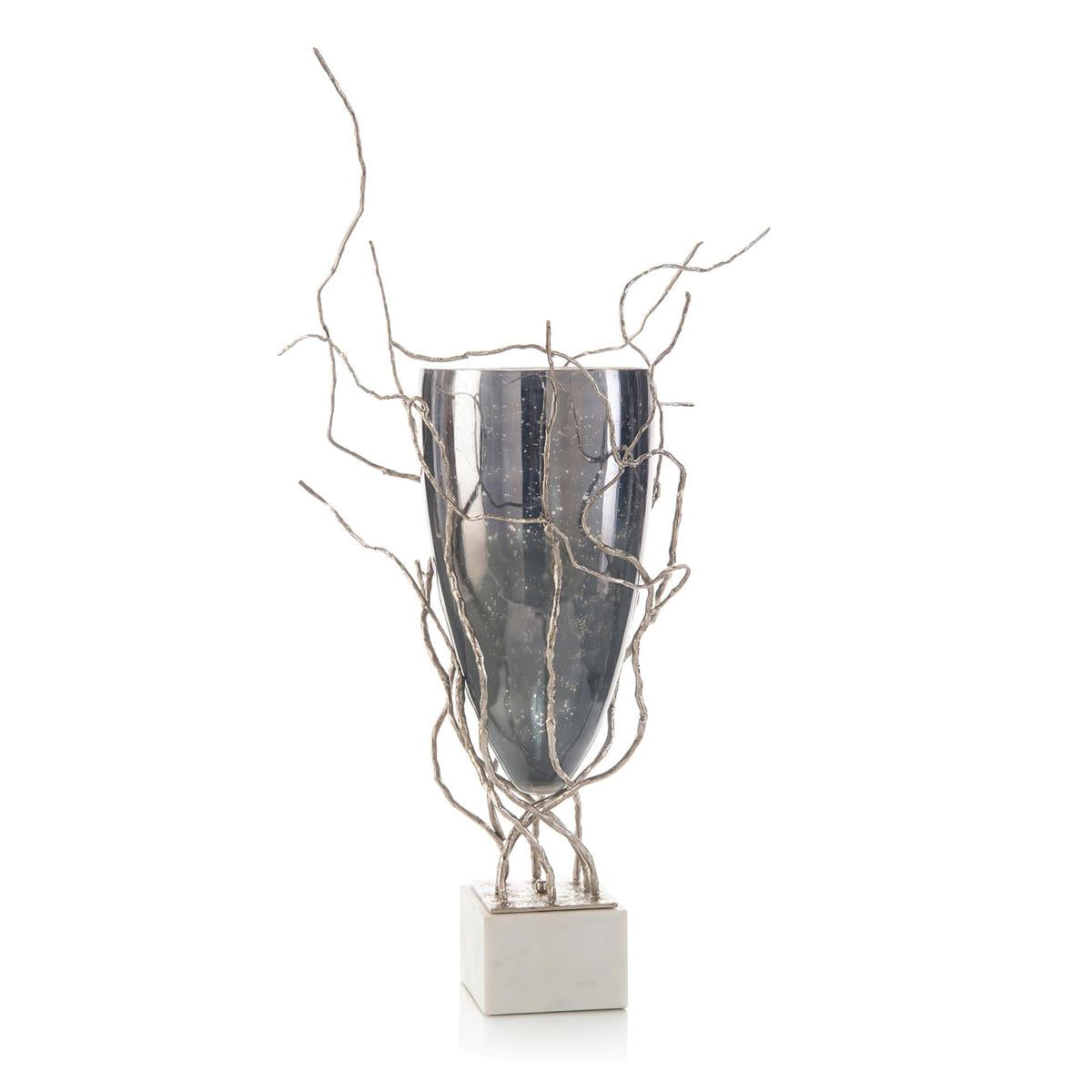 Profusion Of Saplings In Nickel With Glass Vase – Art by John Richard | Sutter & Vale