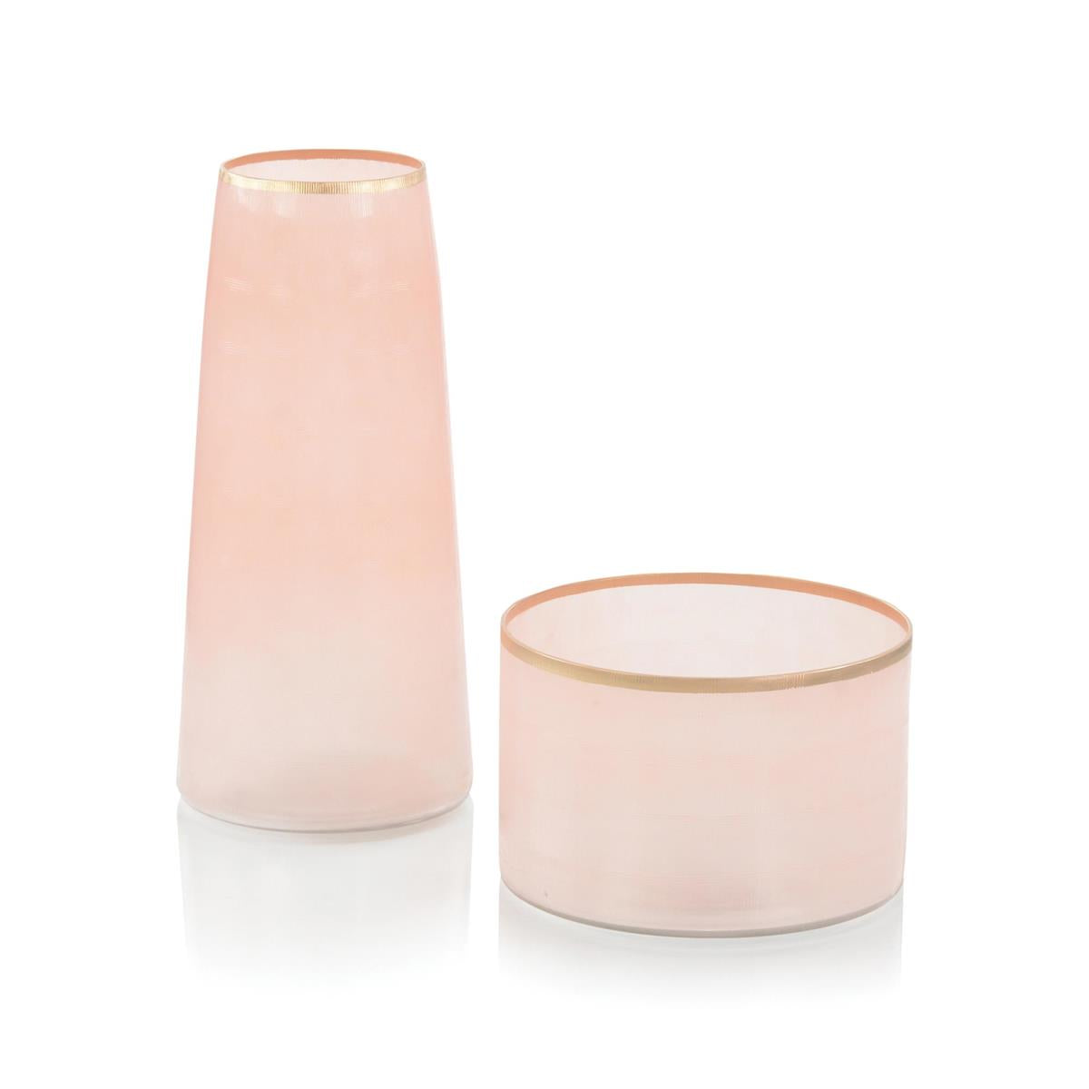 Set Of Two Palest Of Pink Glass Vases – Art by John Richard | Sutter & Vale