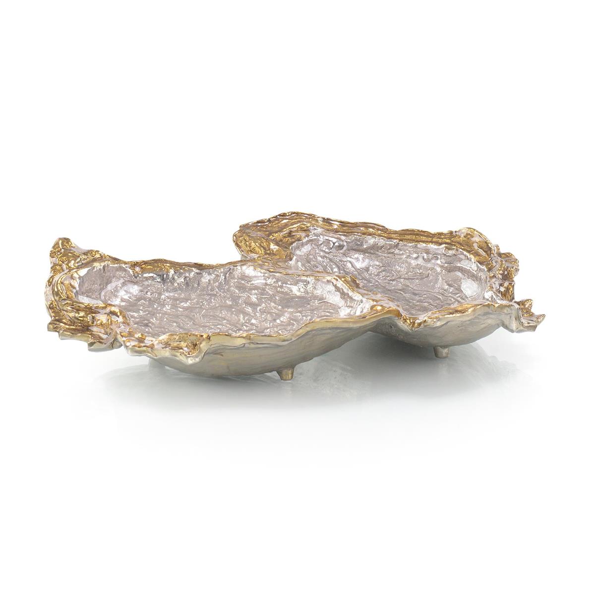 Double Oyster Bowl in Gold and Silver Enamel by John Richard | Sutter & Vale