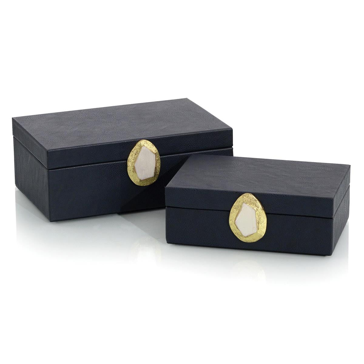 Midnight Blue Leather Boxes, Set of 2 – Art by John Richard | Sutter & Vale