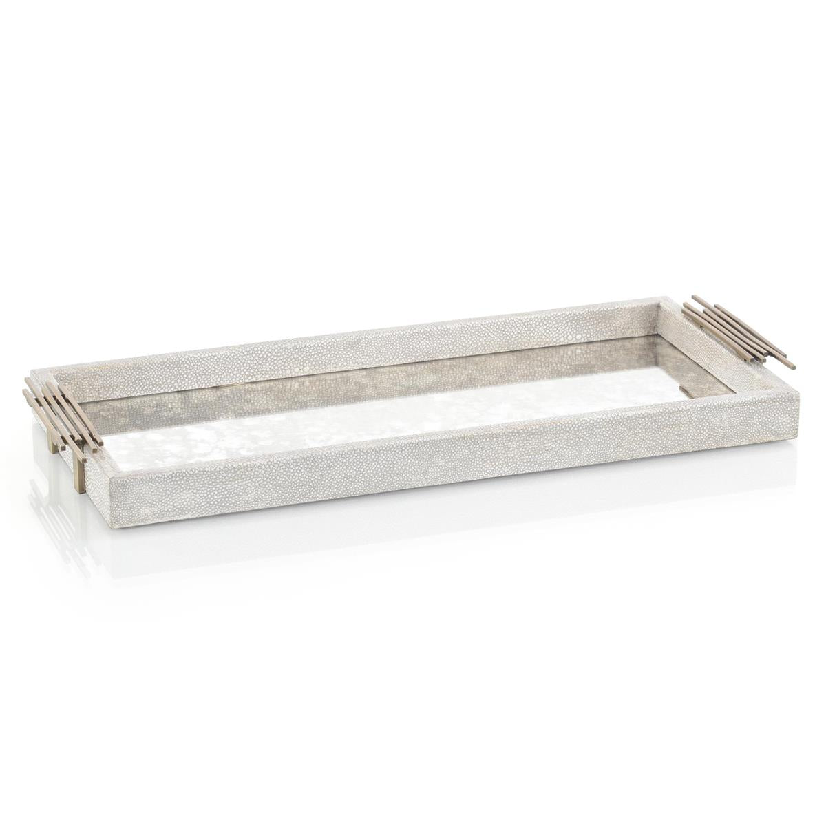 Grey Shagreen And Mirrored Glass Tray – Mirrors by John Richard | Sutter & Vale