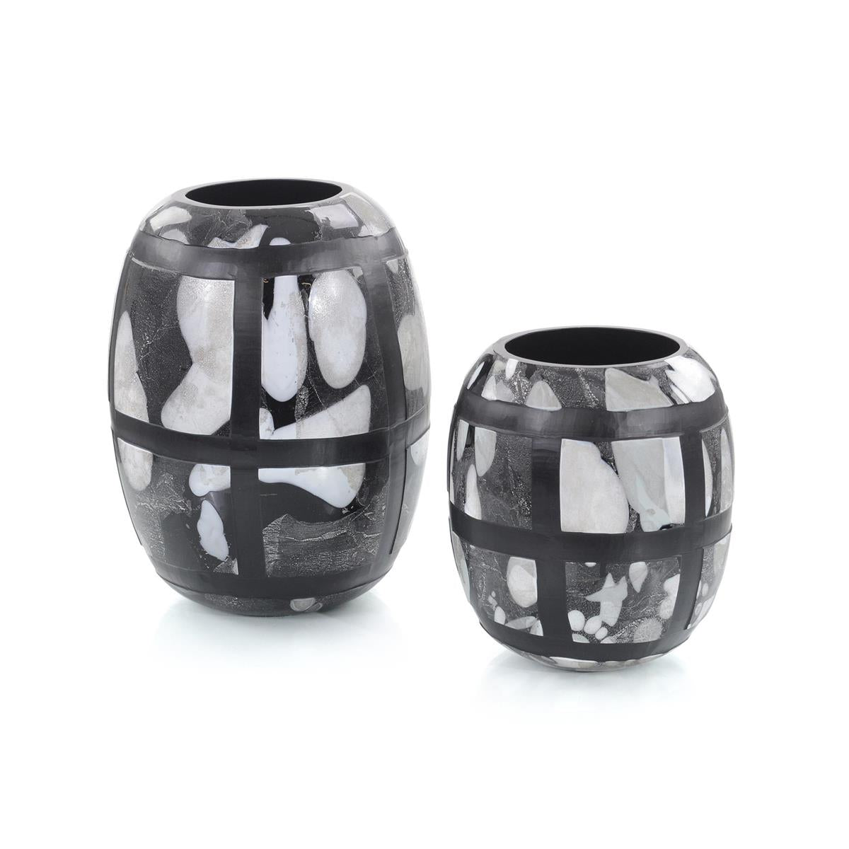 Set Of Two Black-And-White Glass Vases – Art by John Richard | Sutter & Vale