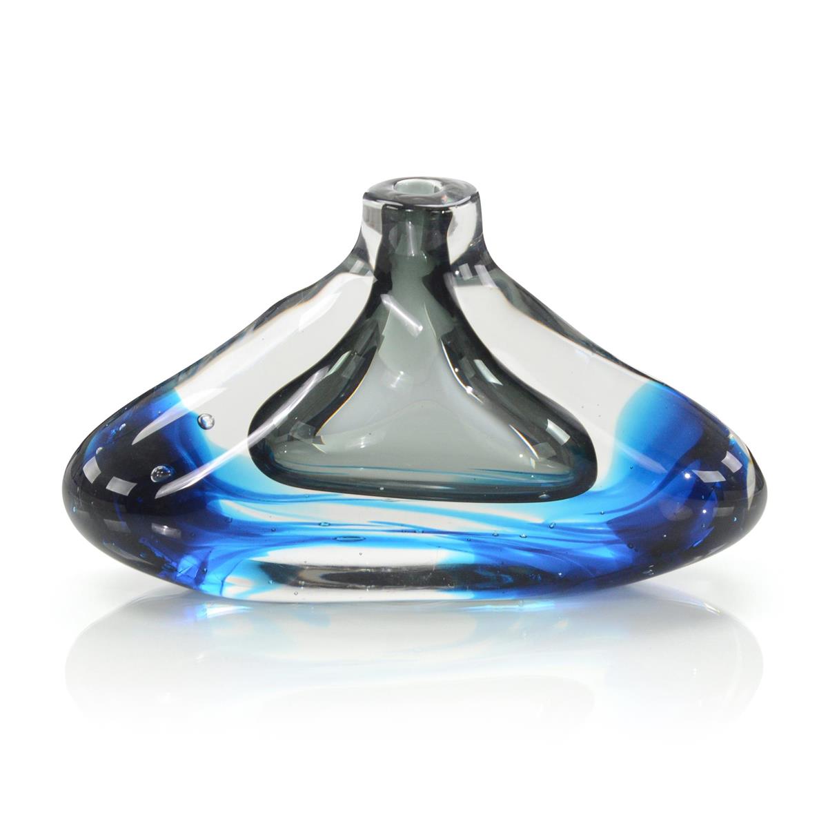 Handblown Sky Blue and Grey Glass Vase II – Art by John Richard | Sutter & Vale