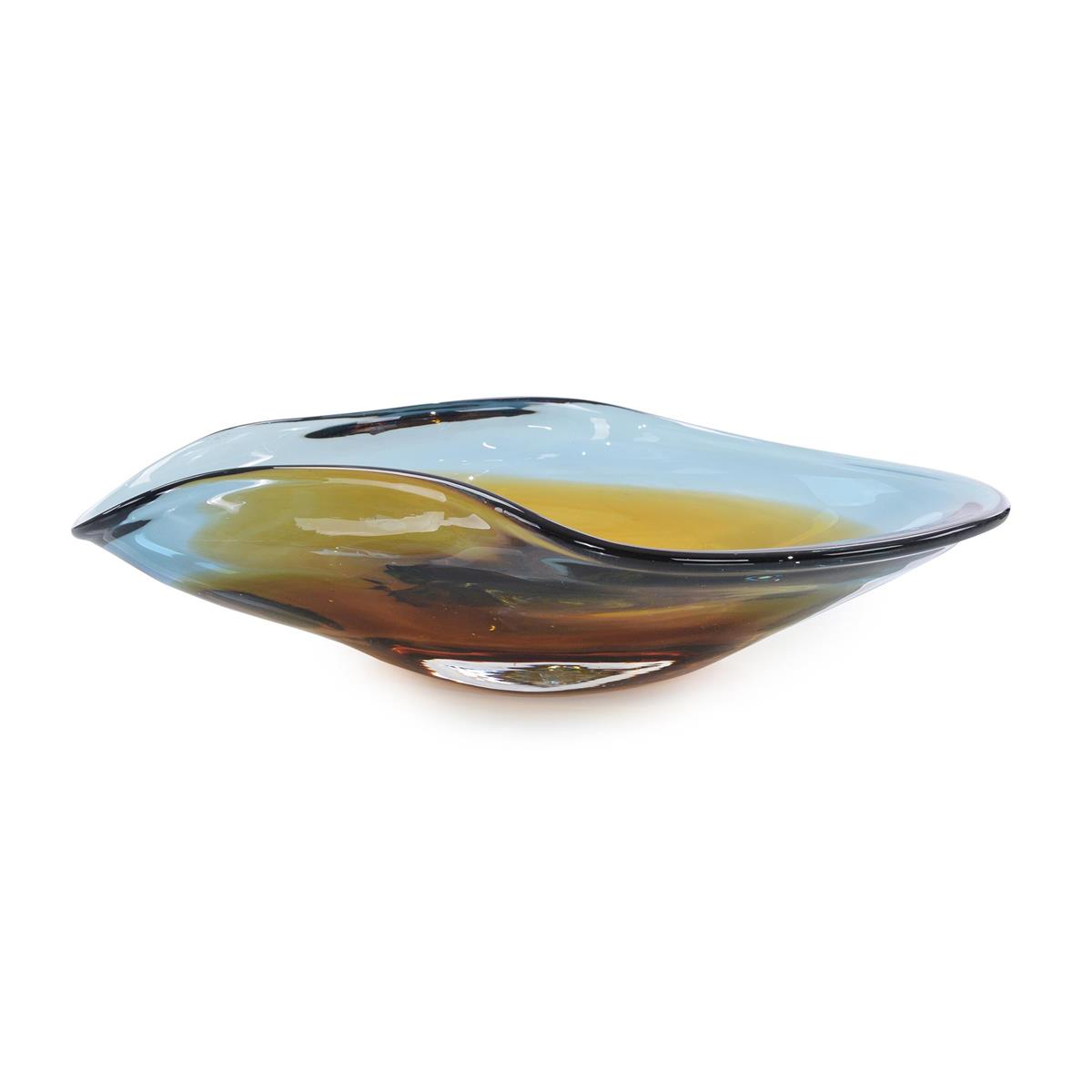 Handblown Dark Blue and Amber Curved Bowl – Art by John Richard | Sutter & Vale