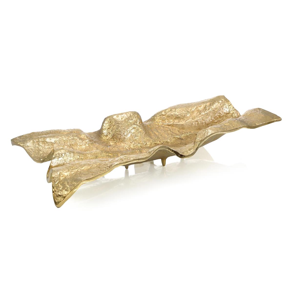 Draped Fabric Brass Rectangle Bowl by John Richard | Sutter & Vale
