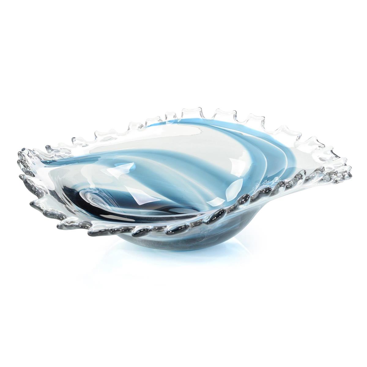 Hand-Blown Blue and Clear Glass Bowl – Art by John Richard | Sutter & Vale