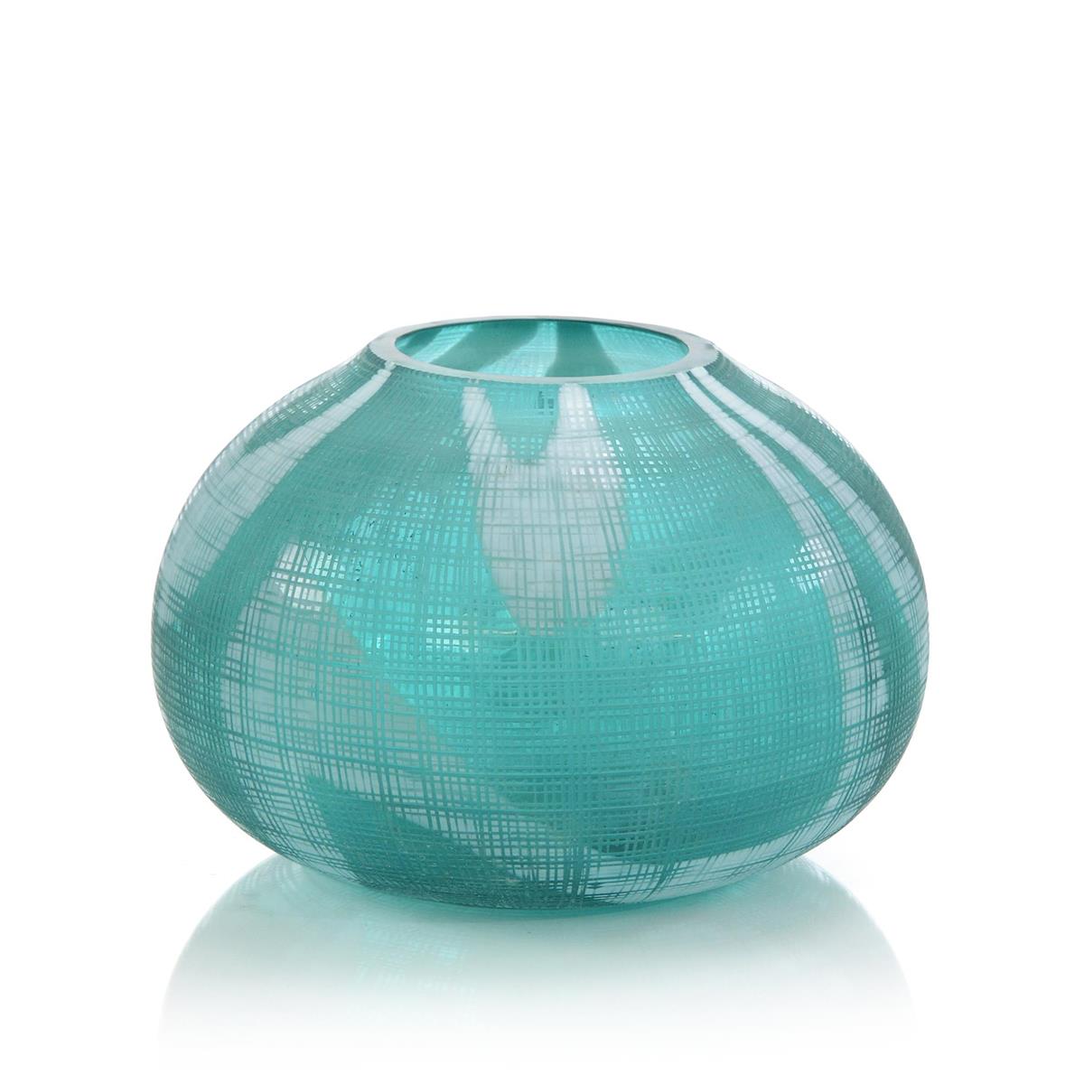 Aqua Green Etched Glass Vase II by John Richard | Sutter & Vale