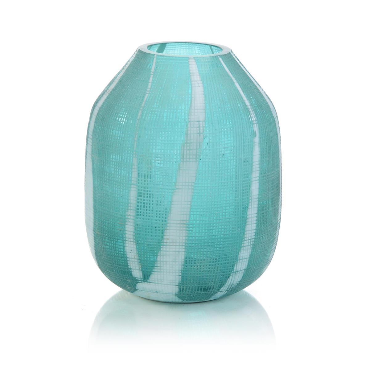 Aqua Green Etched Glass Vase I by John Richard | Sutter & Vale