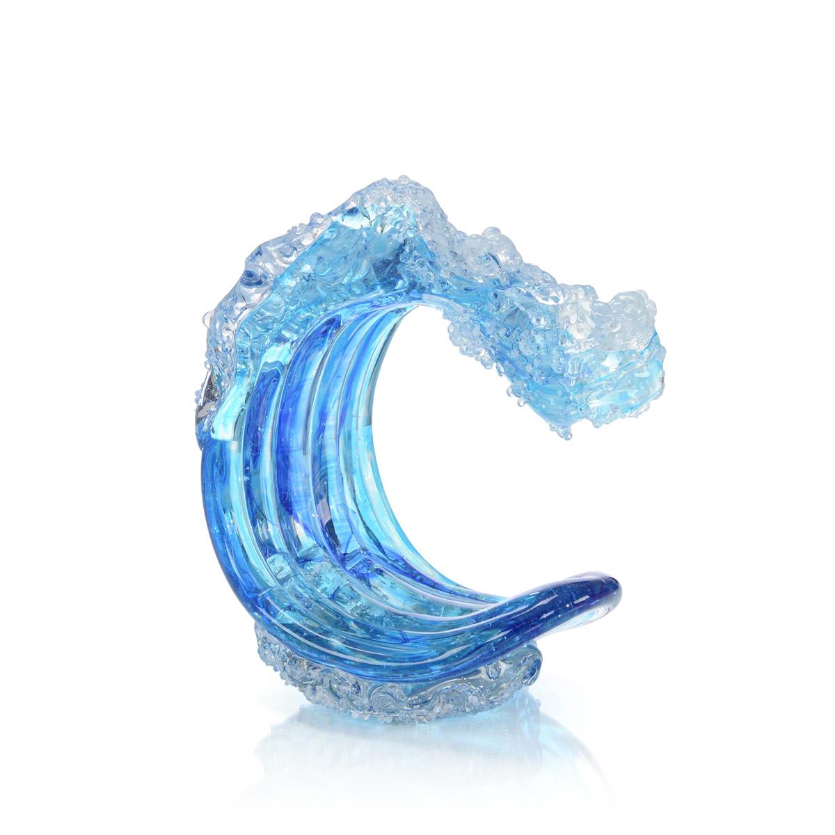Ocean Blue Waves Handblown Glass Sculpture II – Art by John Richard | Sutter & Vale