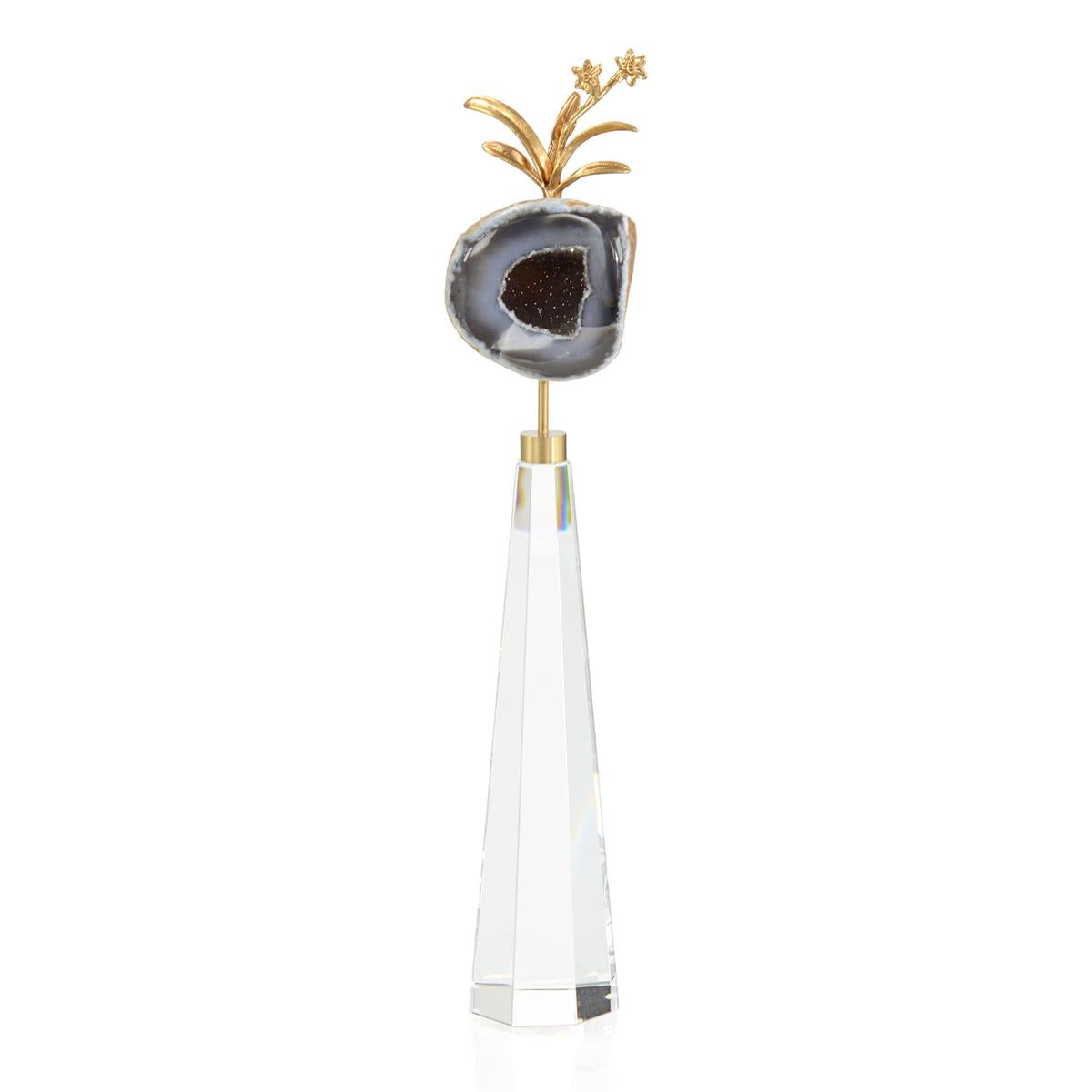 Brass Flower and Blue Geode Sculpture I – Art by John Richard | Sutter & Vale