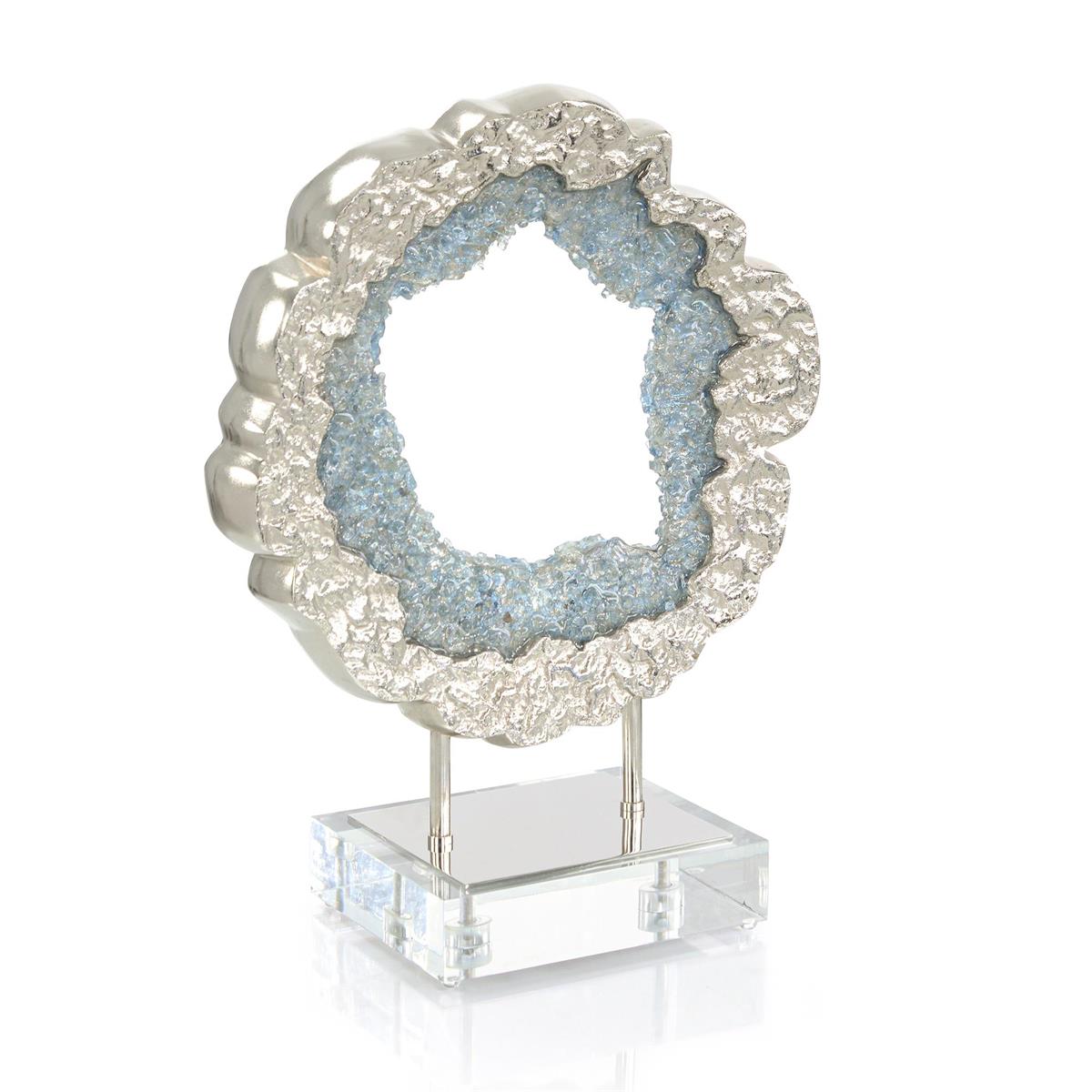 Hammered Nickel and Sea Blue Geode Sculpture – Art by John Richard | Sutter & Vale