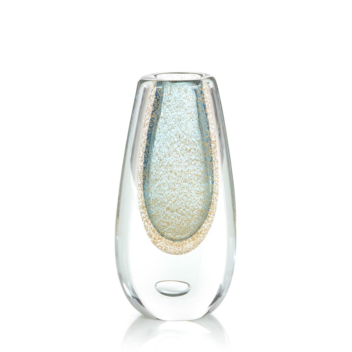 Gold Flecked Blue Handblown Glass Vase II – Art by John Richard | Sutter & Vale