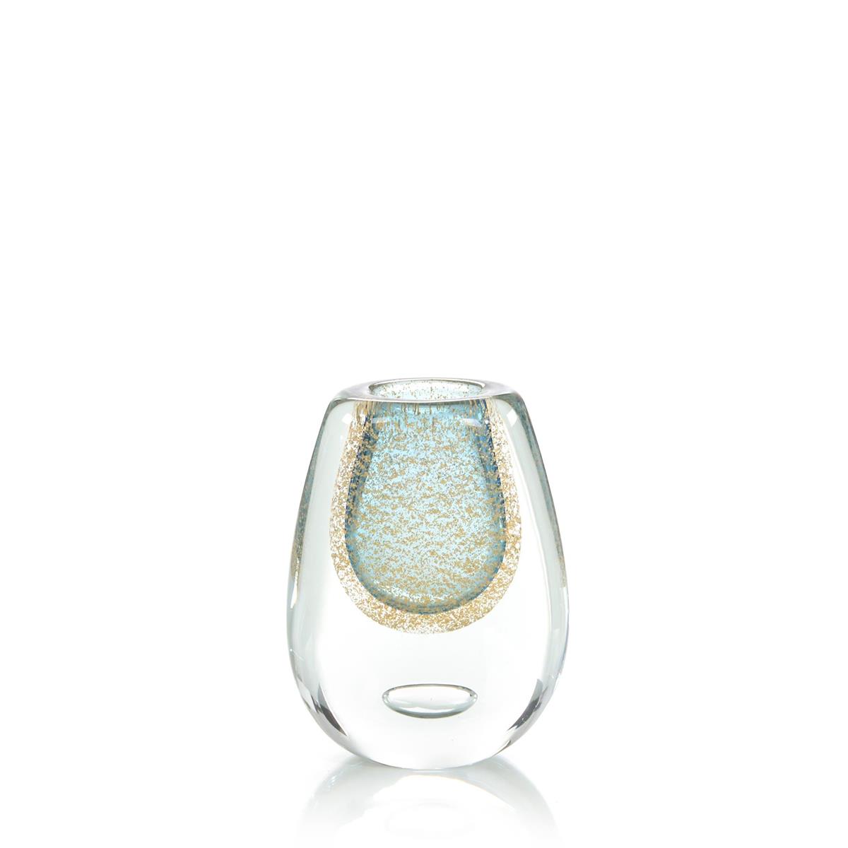 Gold Flecked Blue Handblown Glass Vase III – Art by John Richard | Sutter & Vale