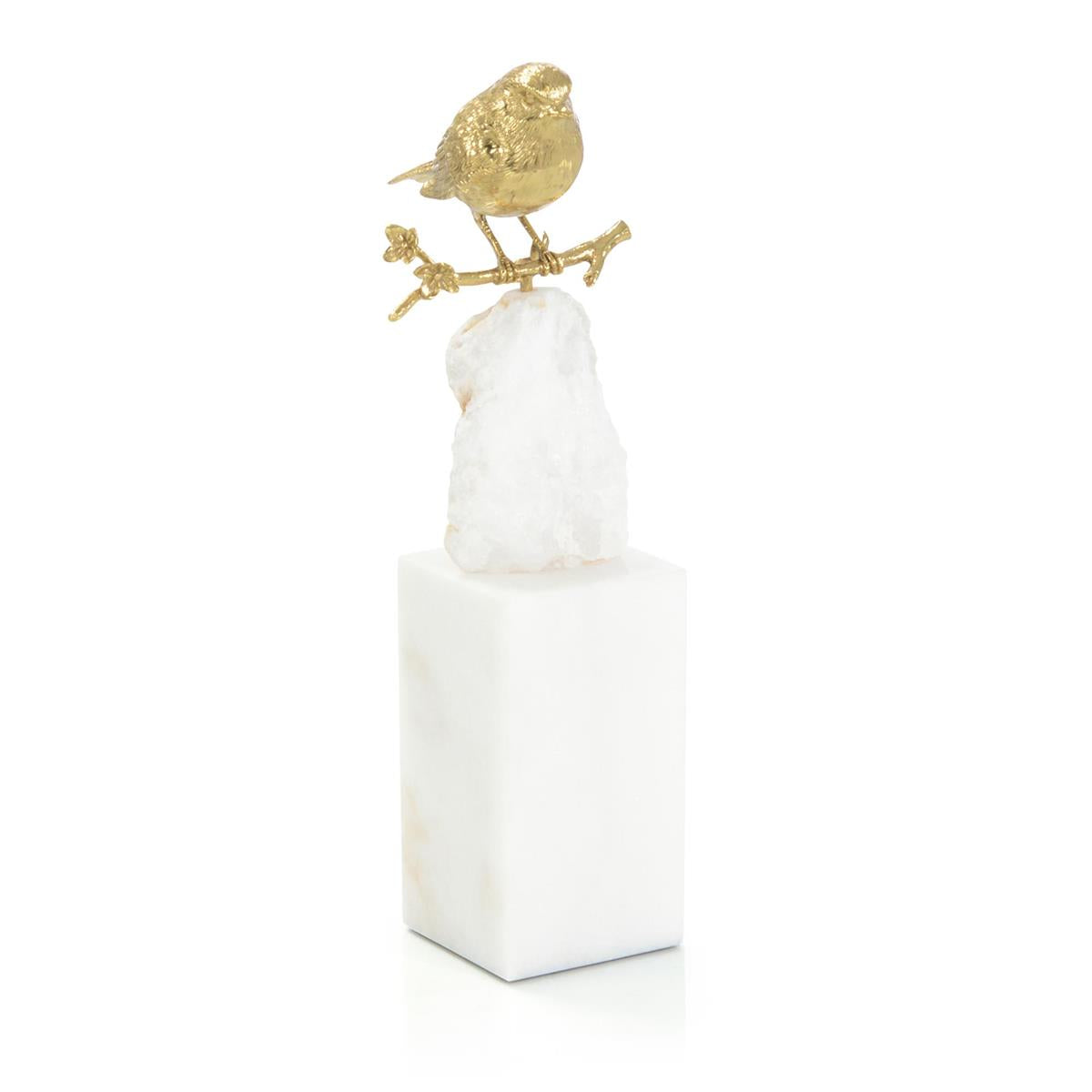 Brass Bird and Quartz Sculpture I by John Richard | Sutter & Vale