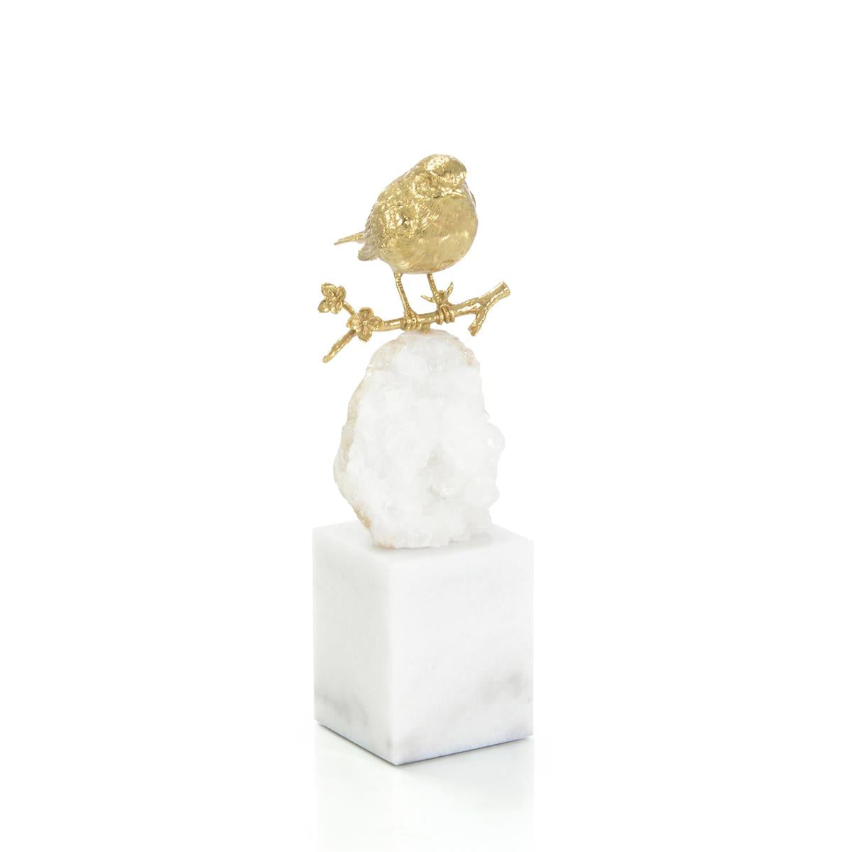 Brass Bird and Quartz Sculpture II by John Richard | Sutter & Vale