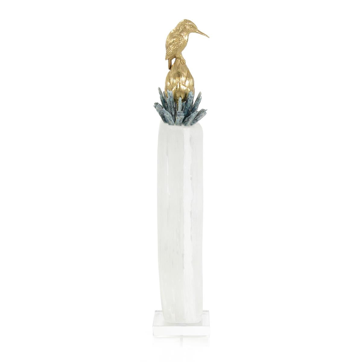 Brass Bird on Selenite Sculpture I by John Richard | Sutter & Vale