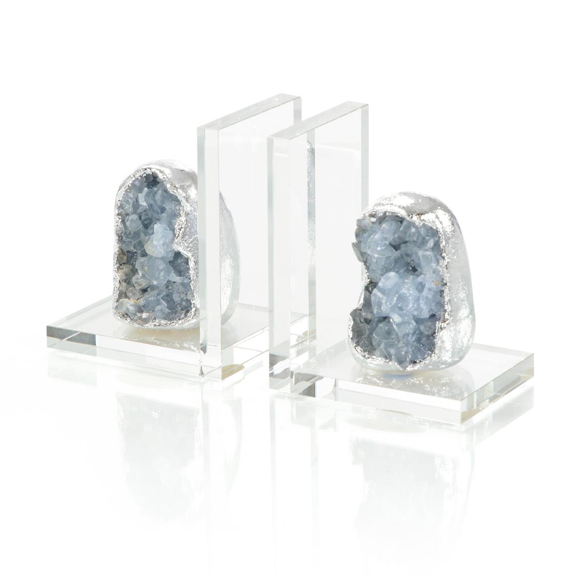 Set of Two Silver Geode Bookends – Art by John Richard | Sutter & Vale