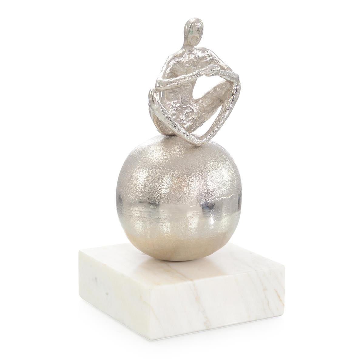 Meditation Sculpture on Marble, Nickle – Art by John Richard | Sutter & Vale