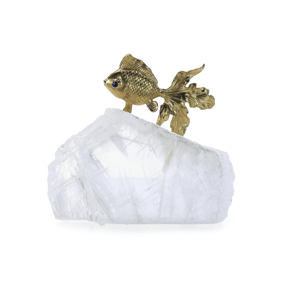 Fantail Goldfish Sculpture on Selenite II – Art by John Richard | Sutter & Vale