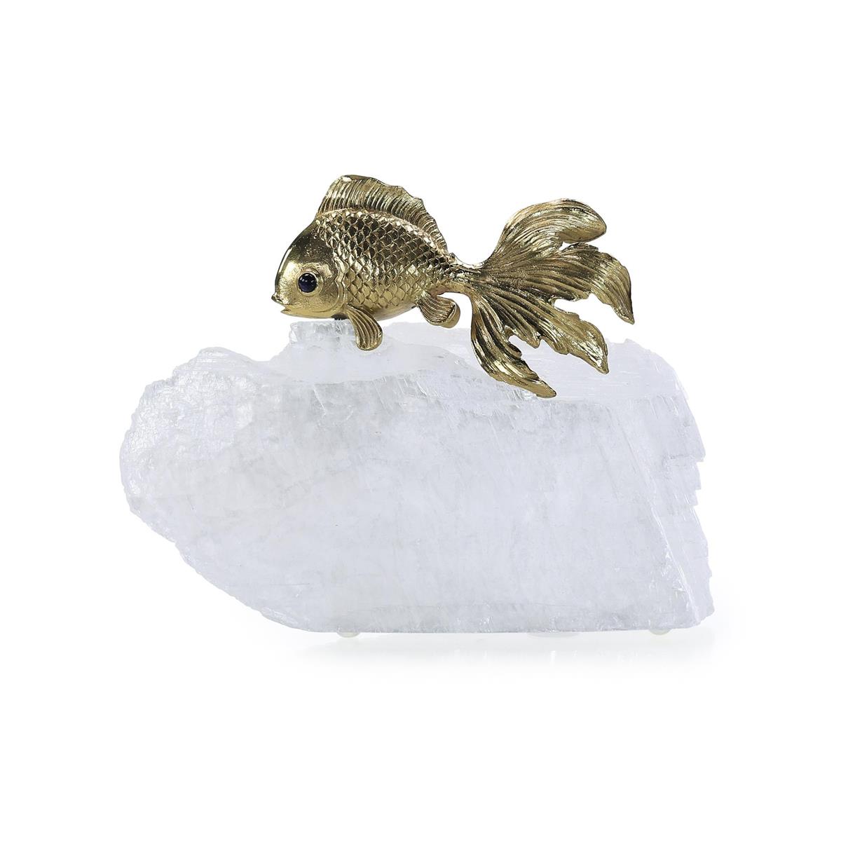 Fantail Goldfish Sculpture on Selenite III – Art by John Richard | Sutter & Vale