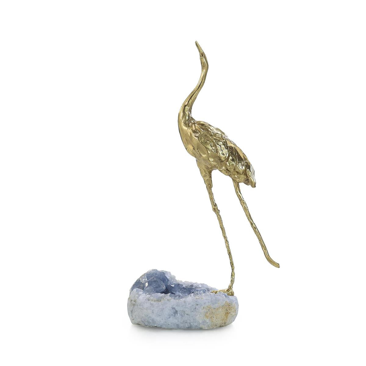 Brass Crane Sculpture on Kyanite I – Art by John Richard | Sutter & Vale