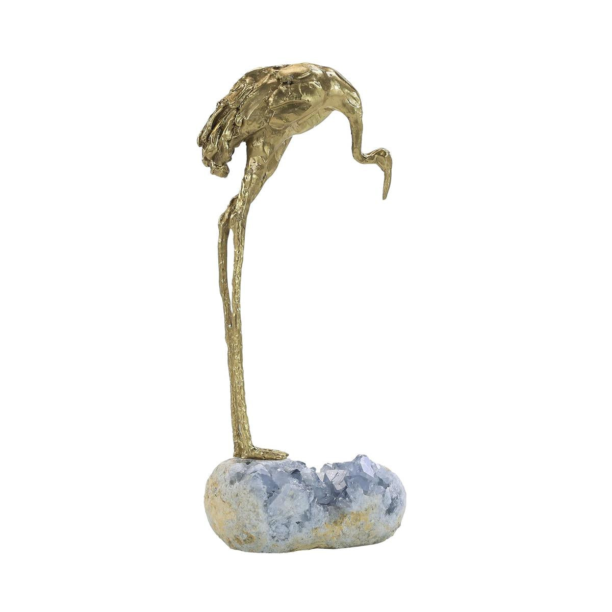Brass Crane Sculpture on Kyanite II – Art by John Richard | Sutter & Vale