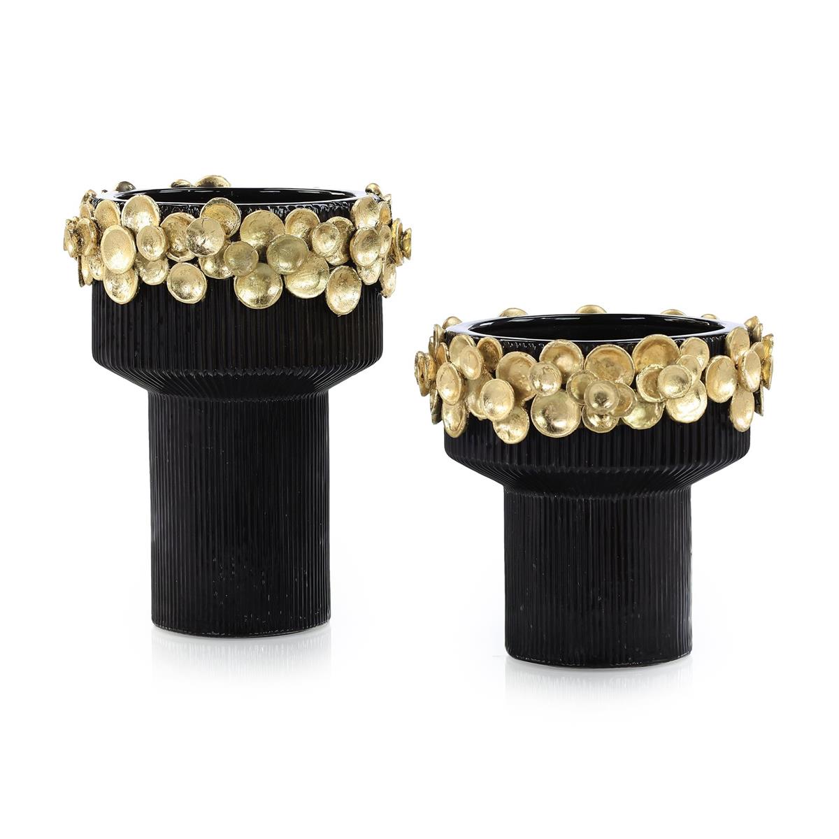 Golden Disc Vases, Set of 2 by John Richard | Sutter & Vale