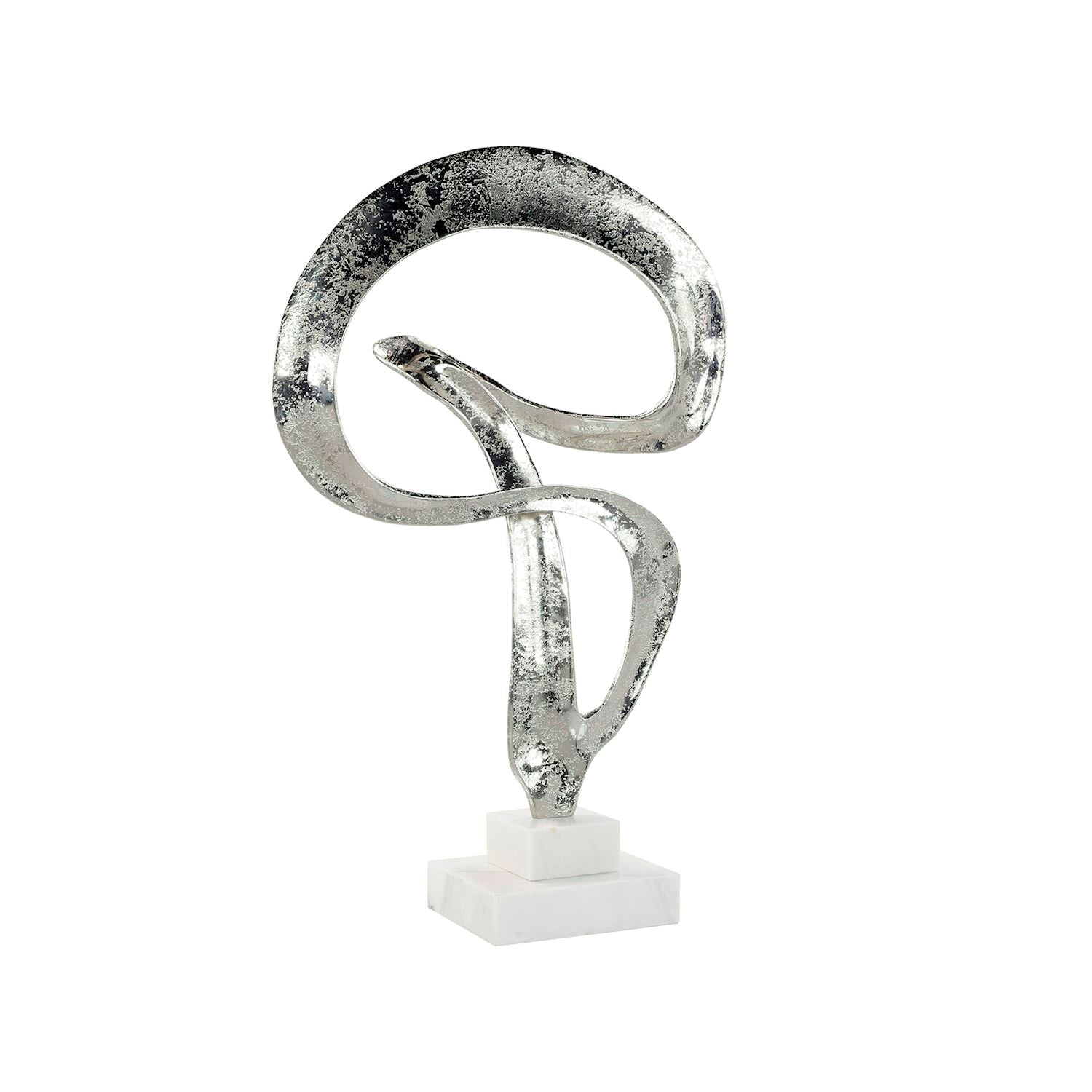 Winding Flourish Sculpture on Marble Base, Nickel – Art by John Richard | Sutter & Vale
