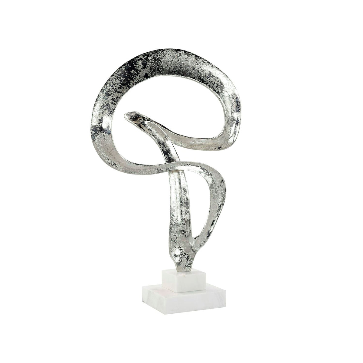 Winding Flourish Sculpture on Marble Base, Nickel – Art by John Richard | Sutter & Vale