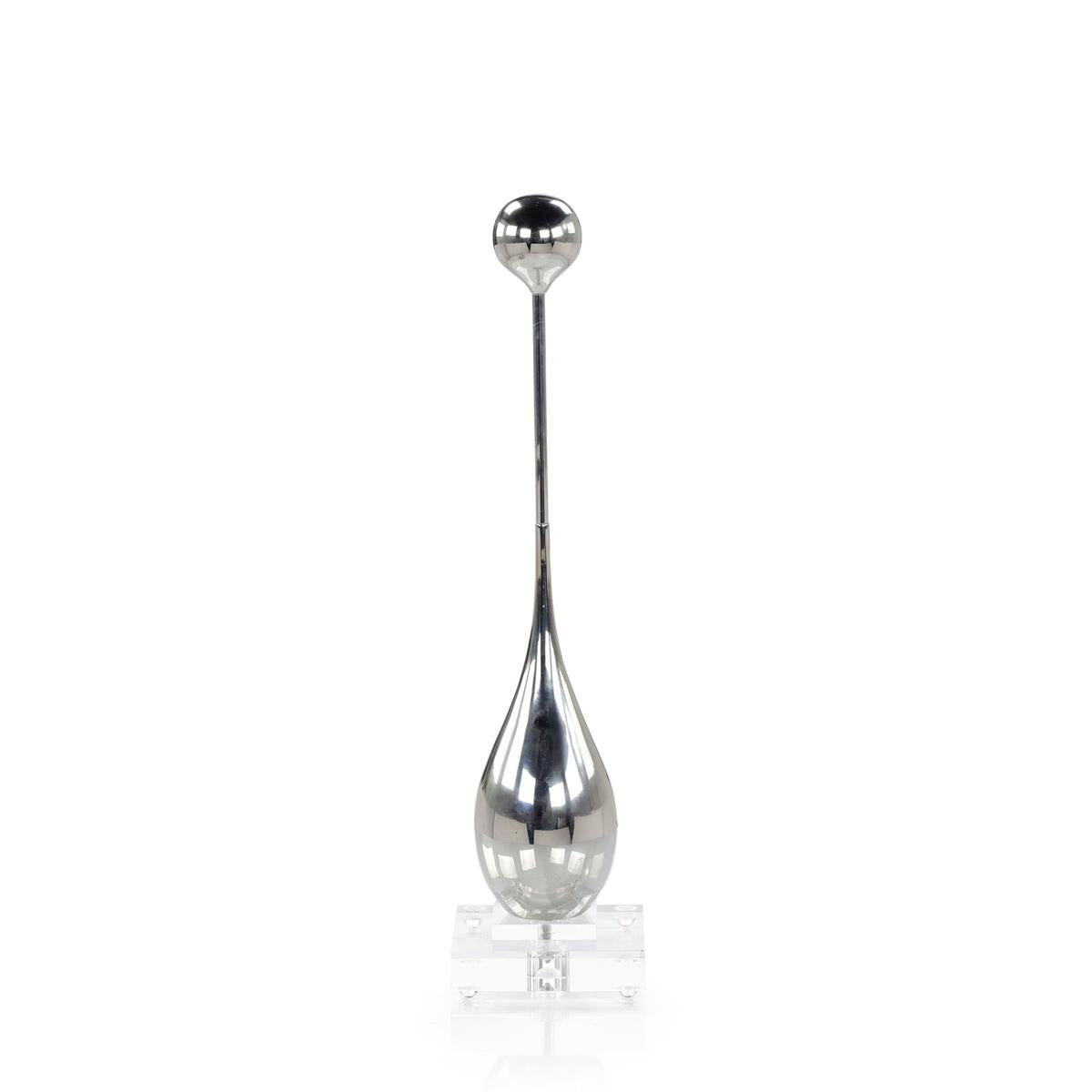 Drop Sculpture on Acrylic Base, Small Nickel – Art by John Richard | Sutter & Vale